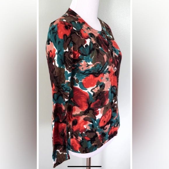 TALBOTS abstract print knit cardigan sweater size xsmall - Picture 3 of 10